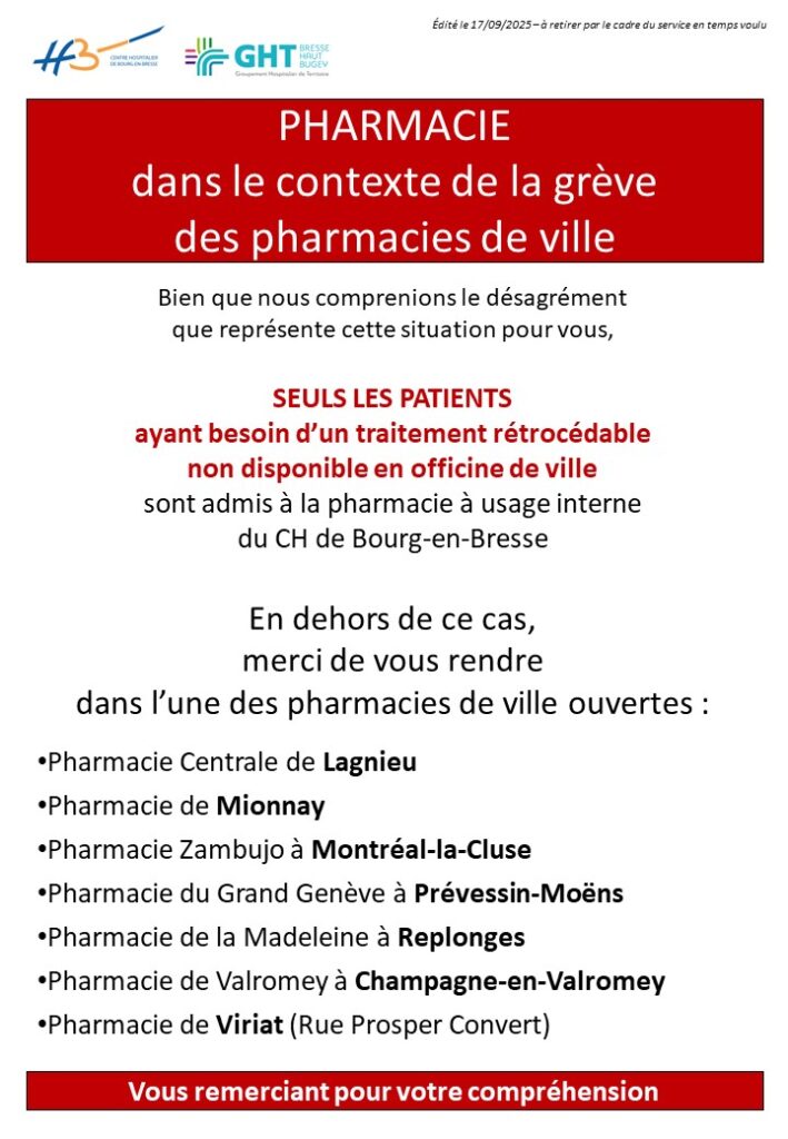 Grève des pharmacies de ville - info