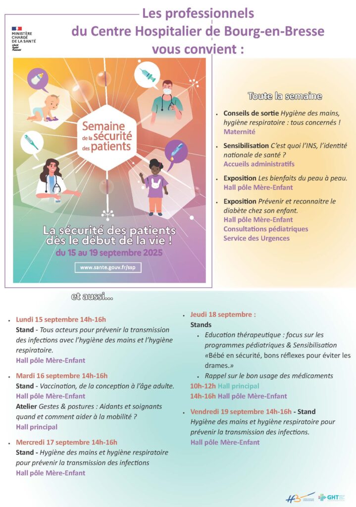 Programme au CH de Bourg-en-Bresse pour la Semaine sécurité des patients 2025