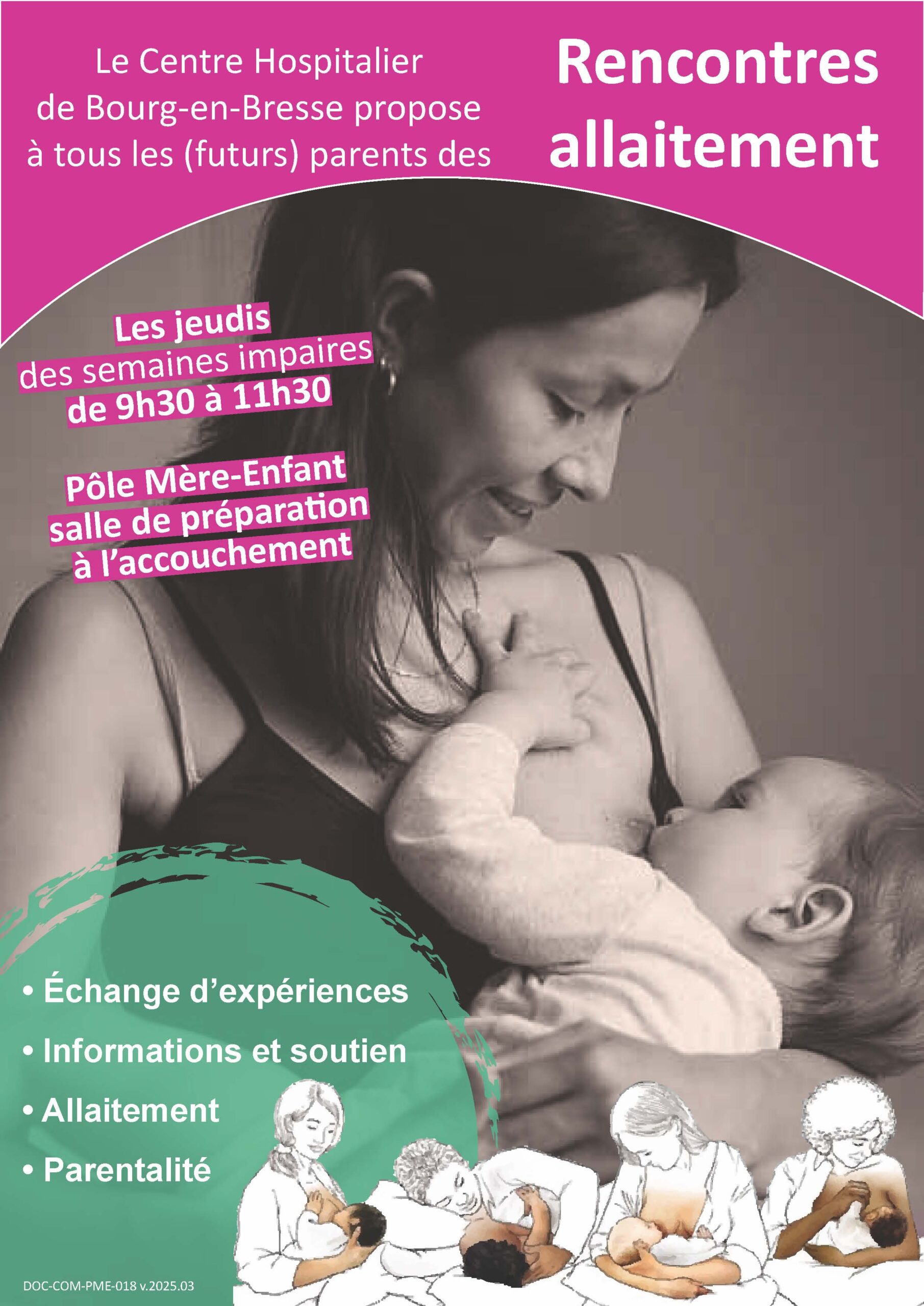 Rencontres allaitement tous les jeudis des semaines impaires de 09h30 à11h30