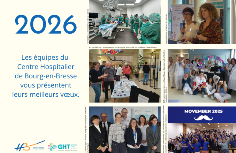 Les équipes du Centre Hospitalier de Bourg-en-Bresse (CHB) vous présentent leurs meilleurs voeux 2026 !